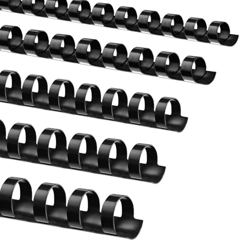 TOTiyea 100 Pack 19 Ring Binding Combs, Multi Sizes, 3/8 Inch, 1/2 Inch, 5/8 Inch, 3/4 Inch, 1 Inch, Letter Size, Black Binding Comb Spines Set