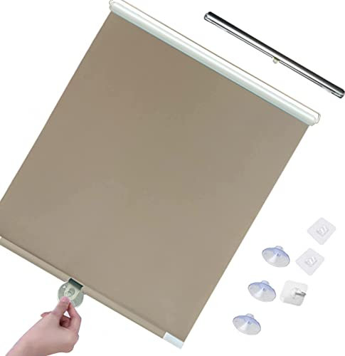 KOOEIN Verdunkelungsrollos,Saugnapf-Sonnenschutz-Rollos,Temporäre Jalousien verstellbare Vorhänge,30×125/45×125cm Sichtschutz-Rollo für Fenster Türen Balkone,UV-Schutz,Gold-30x125cm/12x49in