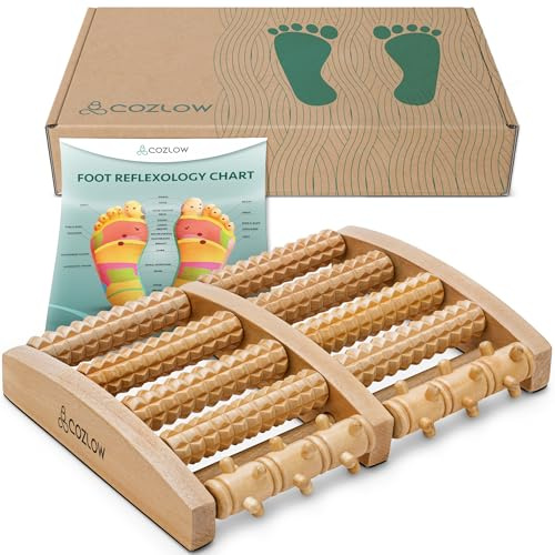 Cozlow - Holz-Fußmassagegerät zur Linderung von Plantarfasziitis-Schmerzen - Tiefengewebe-Massagerolle mit Bogenform-Design für Ultimative Fußentspannung