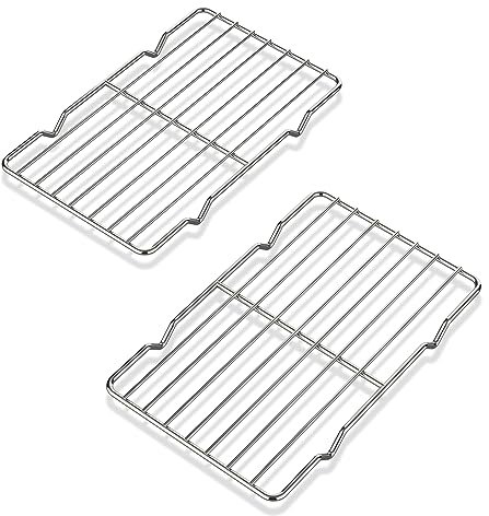 Adorila 2 Pack Cooling Rack for Baking, Stainless Steel Heavy Duty Wire Rack Baking Rack, 8.5 x 5.3 Roasting Drying Rack for Small Toaster Oven