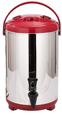 IEEDFJKK Cubo de almacenamiento de cubo de leche de gran capacidad para una gestión eficiente de granjas lecheras barriles de té de burbujas de acero inoxidable, cubierta roja de acero