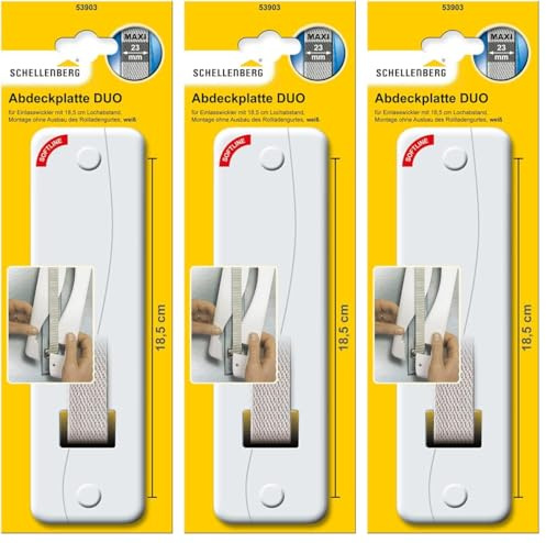Schellenberg 53903 - Copripiastra (tapparelle), modello Softline, distanza fra i fori: 18,5 cm, bianco (Confezione da 3)