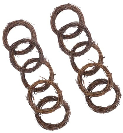 WOFASHPURET 10 Stück Rattan Bastelkranz 8cm Getrocknete Selbstgemacht Rattanringe Für Weihnachtsdeko Hochzeitsfeier Heimdekoration