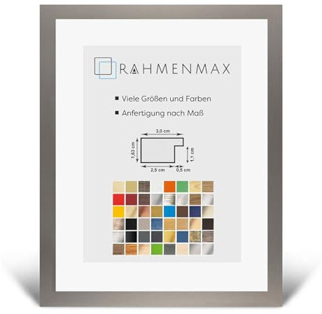 RahmenMax Morena Bilderrahmen Posterrahmen 61x91,5 cm Graphit Dunkelgrau Anthrazit 91,5x61 cm mit weisser Rückwand und klarem Acrylglas