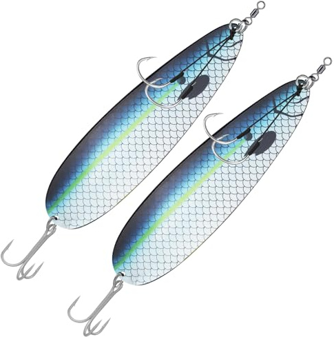 THKFISH 2 STÜCKE Magnum Flatterlöffel, Angelköder, 20/22 cm Salzwasser Angeln Köder für gestreiften Bass, Walleye, Lachs, Big Trolling Süßwasser Striper Jigg-Löffel, Shad-Löffel P01-YUER