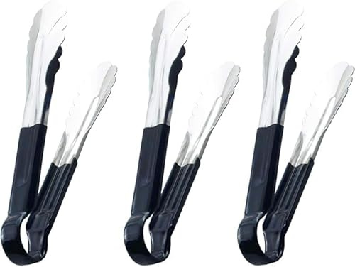 Serving Tongs 9-Inch Metal Cooking Tongs with Soft Handle, Set of 3