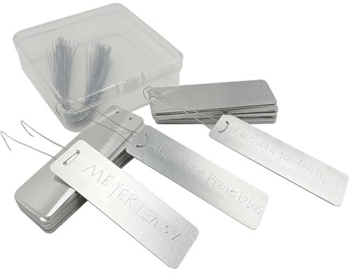 BWANGIAO 100 Stück Aluminium-Pflanzenschilder, Metall-Pflanzenschilder, Aluminium-Baum mit Metalldrähten, doppelseitig beschreibbar, Metall