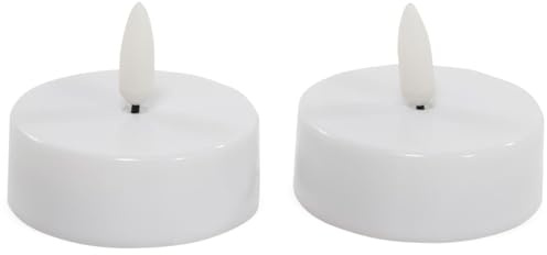 matches21 HOME & HOBBY LED Teelichter 2er Set Timerfunktion 6 / 18H - Kerze realistisch flackernde Flamme warmweiß Ø 6 x 4,5 cm - Elektrische Wachskerze in Weiß als gemütliche Tischdeko