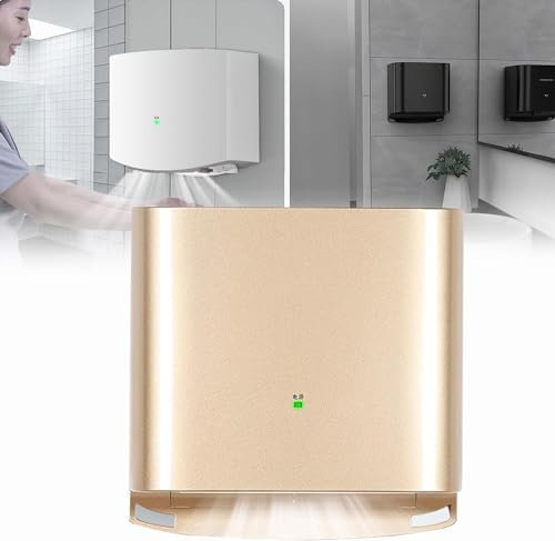 Secador de manos automático por inducción, eléctrico, ecológico y ahorrador de energía, sin contacto, montado en la pared, temperatura fría y caliente ajustable, ideal para el baño, inodoro, dorado