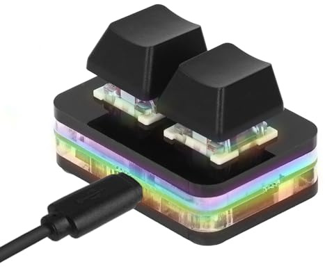 Kopiera och Klistra in Tangentbord med 2 Tangenter, Programmerbart Tangentbord med 2 Tangenter med Mekanisk Mini-USB-tangentbord för Rytmspel eller Makron (Svart)