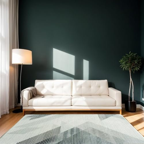 ASIinnsy Alfombras Salón Modernas Abstracto Alfombra Pelo Corto Grande Suave Antideslizante Alfombra de Dormitorio Alfombras para Salon Habitacion (Blanco Gris Geométrico, 80 x 120 cm)