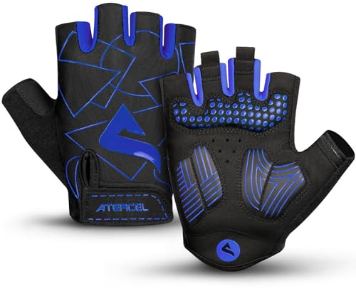 ATERCEL Cycling Gloves, Bike Gloves for Men Women, Bicycle Gloves for Cycling, Workout, Gym, Training, Weight Lifting Outdoor, Dirt Bike, Mountain Bike, and Riding (Blue, Large)