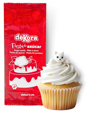Dekora – Weiße Zuckerpaste Fondant 150g – Perfekt für Torten & Backdekoration – Gluten- und Laktosefrei – Vanillegeschmack – Weich, flexibel & leicht zu formen für kreative Dekorationen