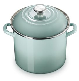 Le Creuset Traditioneller Suppentopf aus Emaille auf Stahl, 10 l, Meersalz mit Edelstahlknauf