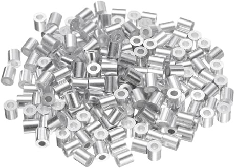 sourcing map 200 manicotti di crimpatura in alluminio per funi metalliche di diametro 1,6 cm, manicotti rotondi in alluminio per estremità del cavo
