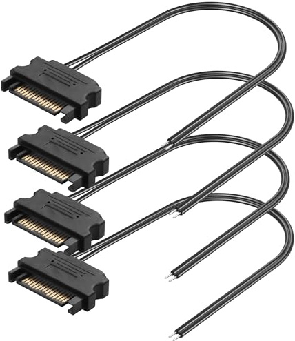 CERRXIAN Lot de 4 câbles d'alimentation SATA 15 broches vers 5 V Bare Wire Open End Power Câbles d'alimentation 22 AWG 5 V SATA Pigtail Câble de réparation pour réparation de rechange Port SATA 1,6 ft