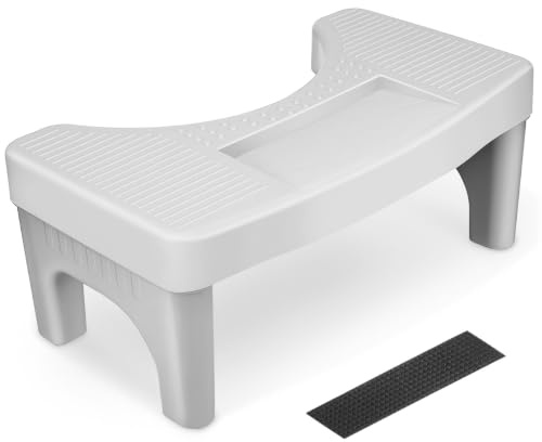 WRITWAA Toilet Stool for Adults - Multi-Functional Bathroom Step Stool with Non-Slip Pad Plastic Footrest for Comfortable Squatting Posture Easy to Clean Grey 15.59 X 8.11 X 6.61 Inch