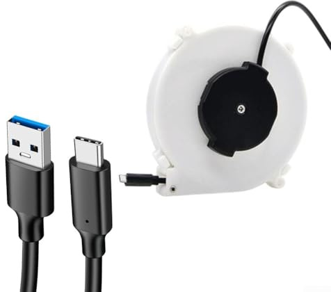 Enrouleur de câble d'alimentation rétractable automatique, enrouleur de câble USB portable, bobine de câble d'extension rétractable pour camping et extérieur (1,2 m)