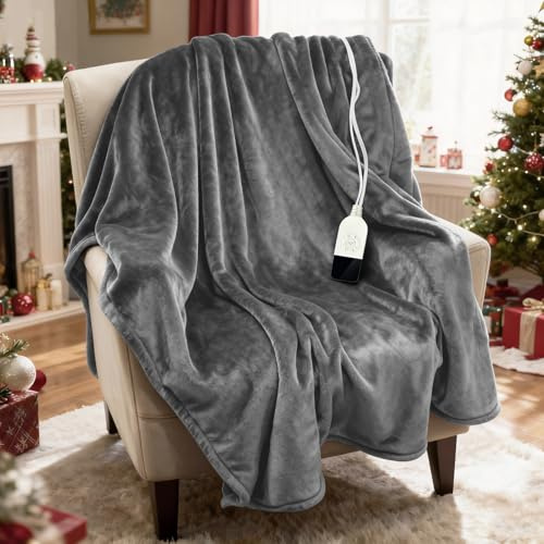 Vexorium Heizdecke mit Abschaltautomatik, Elektrische Heizdecke, 130x180cm Heated Blanket, 25 Heizstufen & 12 Stunden Timer, maschinenwaschbar, Überhitzungsschutz -Flanell