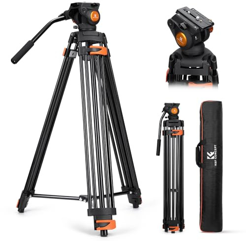 K&F CONCEPT 80 Video Tripod with Fluid Head, Aluminum Heavy Duty Camera Tripod with Smooth Friction Damping, Quick Release Plate for DSLR, Mirrorless, Camcorder, Video Cameras, Max Load 17.6lb