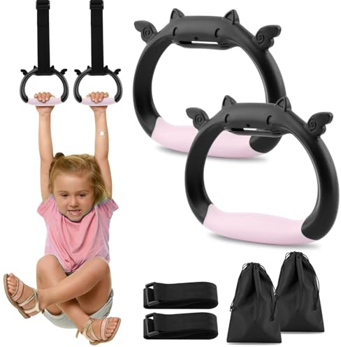 ZESHGON Gymnastics Rings, Gymnastics Ring for Home Exercise, Pull up Rings with Adjustable Strap, Indoor Outdoor Pull-up Bar Strength Training Ring for Workout Fitness Training - Load Bearing 550lb
