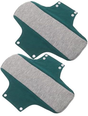 Compresas Posparto Lavables Reutilizables 2 Unidades Ultradelgadas 22x28 Cm Algodón Verde Oscuro para Incontinencia y Recuperación Femenina, Diarios Absorbentes sin