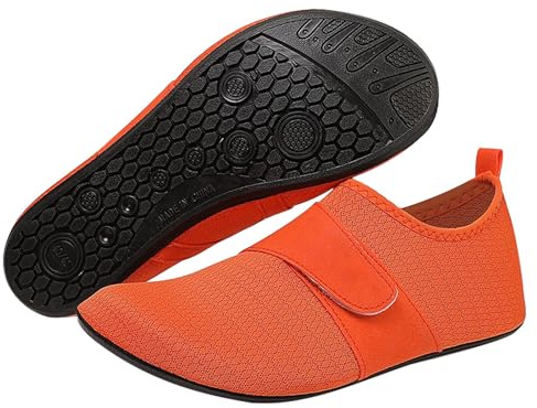 Strandskor dam eleganta – promenadskor dam sommar fashionabel fritidssko enfärgade joggingskor bekväma löparskor halkfria badpantoletter andas sommarskor, apelsin, 40 EU