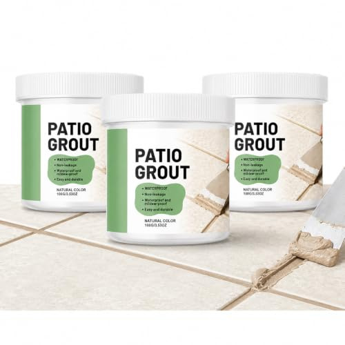 Waterproof Patio Grout Filler - Brush in Tile Grout Filler for Paving Patios & Block Paving | Ready Mixed Self Setting All Weather Multi-Surface Crack Filler Paste (3PC)