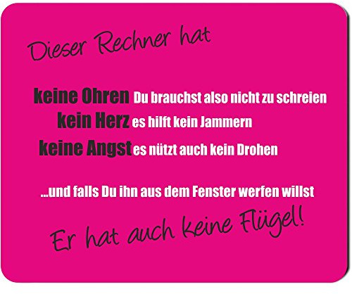 Mousepad -Dieser Rechner hat…- Computer-Zubehör als Geschenkidee zum Geburtstag, witziges Geschenk für sie & ihn, Mauspad mit lustigem Spruch pink