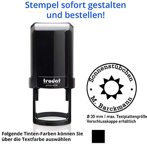 Stempel Trodat Printy 4630 rund (30x30 mm), für 5 Zeilen, in verschiedenen Farben, gleich Online gestalten!!! (schwarz)