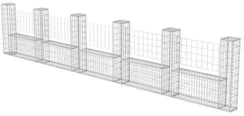 Tidyard Gabione Steingabione Gabionenkorb Steinkorb U-Form Verzinkter Stahl Drahtkorb 570 x 20 x 100 cm Maschenweite 10 x 5 cm Garten Dekoration