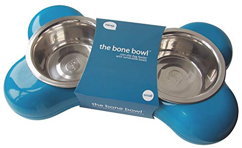 Hing Designs 217800TUR Schüssel Doppelschale, Schüsseldesign für Hunde, Blue