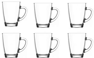 James Premium Glas Henkelbecher 300ml, DM: 8cm, H: 10cm 6 Stück