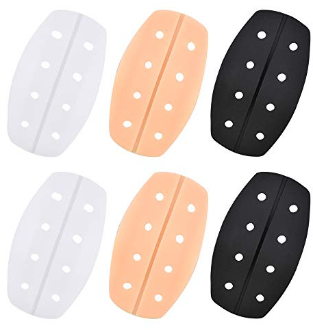 6 pièces Generic Coussinet Silicone Soutien Gorge Sangles Coussin Support Silicone Antidérapant Protège épaules Pads Coussins Pads Anti Glissement Epaulette Lavable Femme, Noir & Beige & Blanc