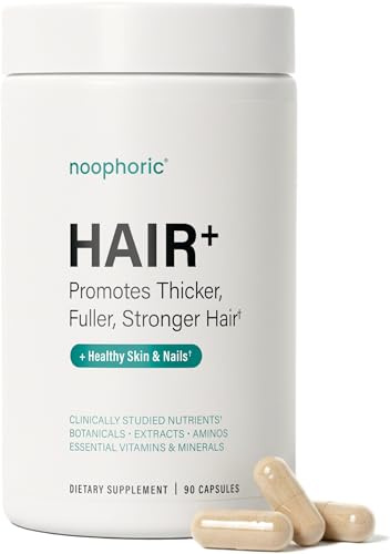 Noophoric Hair Growth Vitamins for Women, Hair Skin and Nails Supplement with Biotin Zinc and Saw Palmetto, Supports Thicker Fuller Hair, 90 Capsules