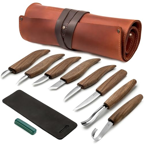BeaverCraft Kit de Sculpture sur Bois Deluxe S18X – Ensemble de Couteaux de Sculpture – Outils pour Sculpture de Cuillères – Couteaux de Taillage – Outils de Travail du Bois – Grand Kit S18X