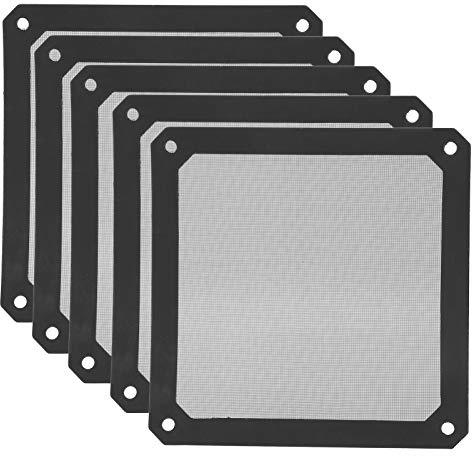 5 st svalare fläktfilter, 120 x 120 x 1,7 mm PVC magnetisk dator fläkt ram dammfilter, dammtät PC kylare fläkt täck grillar, svart