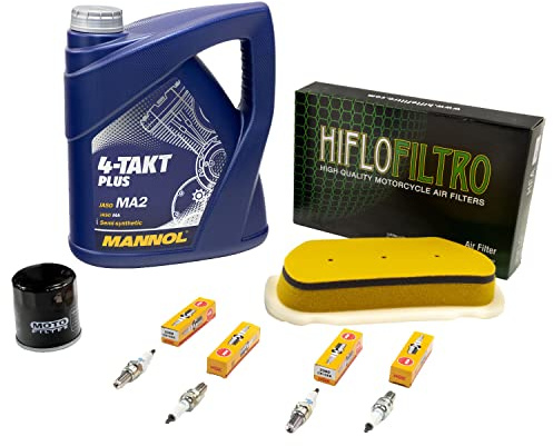 Wartungspaket Öl 4L + Luftfilter + Ölfilter + Zündkerzen für Yamaha YZF-R6 600 RJ03 Baujahr 1999-2002
