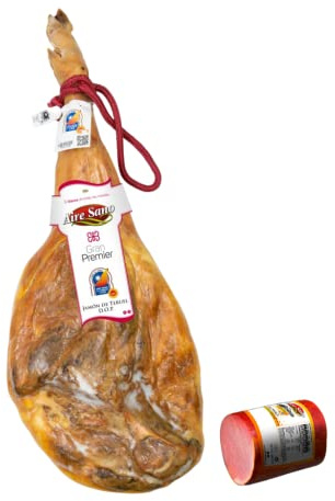 Aire Sano - Jamón de Teruel DOP Gran Premier entre 8-8.5 Kg + Taco de Lomo Padre 100% Duroc de 310g - Envasado al vacío