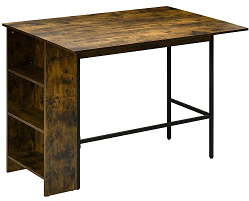 HOMCOM Bancone Bar Pieghevole Stile Industriale Tavolo Alto 120x76x91.4cm