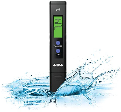 ARKA myAQUA® PH-Messgerät - Messbereich: 0-14 PH, Ideal für Meerwasser- & Süßwasseraquarium, Pool, Teich, Osmosewasser, Trinkwasser und Viele weitere Flüssigkeiten, INKL. Kalibrierungspulver