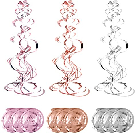 18 piezas colgantes decoraciones de fiesta de remolino, cumpleaños suspendido en el techo de remolino Garland sworamer espiral para los festivales de San Valentín Suministros de Navidad de la boda