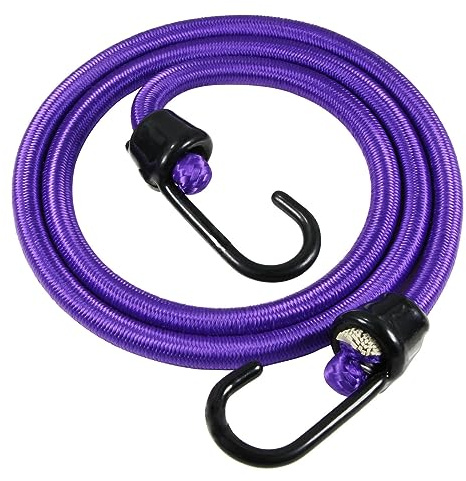 Joneaz 24 inch Rubber Bungee Cord with Metal Hooks Plastic Coated,4-Pack,Purple,Marine Grade and UV Resistant 10mm Shock Cord