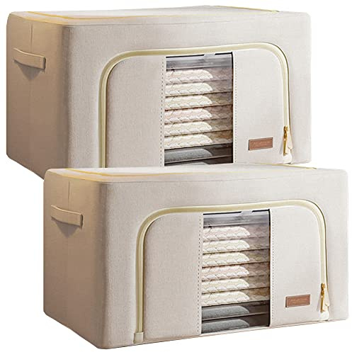 JOYBOS, Set de 2 cajas de almacenamiento de ropa, 132 l (66 x 2), plegable, en material textil