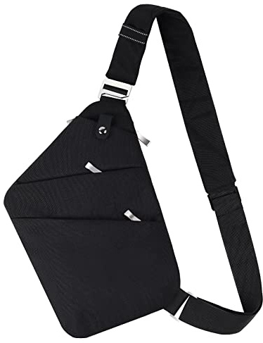 BROADREAM Multi-Pocket Crossbody, bröstväska män, stöldsäker bröstväska för män och kvinnor svart Small