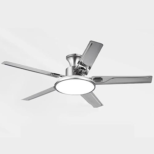 Moddeny 42 Inch Ceiling Fan With Lights Stainless Steel LED Ceiling Fan Light Dimmable Smart Remote Control Ceiling Fan 3 Speed 3 Color 5-Blade Bedroom Ceiling Fan Outdoor Ceiling Fans For Patios