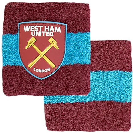 Hy-Pro Officially Licensed West Ham F.C. Cotton Wristband | Hammers, 2 Pack, Sweatband, Kids, Adult, Unisex, Moisture Wicking Sweat Bands, Football, Running, Sports, Gym, Tennis, Exercise