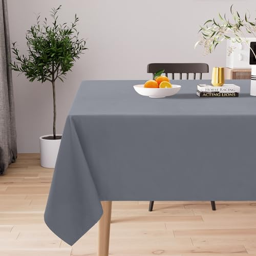 Homaxy Tischdecke Abwaschbar Lotuseffekt Rechteckig 140 x 300 cm Tischtuch Wasserabweisend Tafeldecke Abwischbare aus Polyester Schmutzabweisend Pflegeleicht für Küche Party, Grau