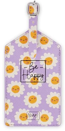 Legami - Etiqueta para equipaje, Luggage Tag para maleta, accesorio para viaje avión crucero tren, etiqueta del equipaje para proteger datos de piel sintética y microfibra, Daisy