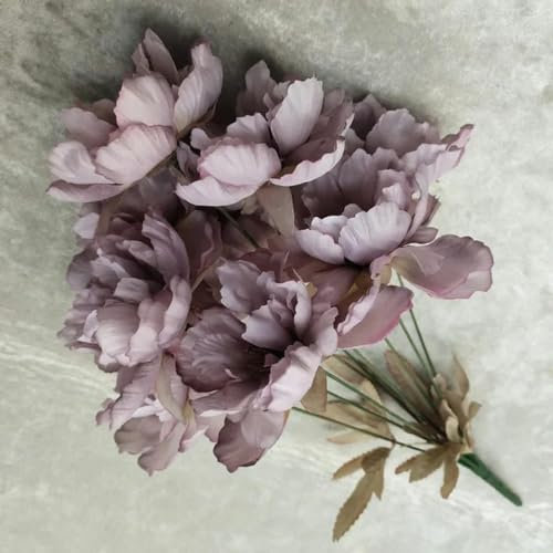 YOLNEY 1 Branche de Fleur 9 têtes Pivoine en Soie Artificielle Grosses Fleurs tête pour décoration de Mariage Bouquet de Fausses Fleurs pour la décoration de la maison-04